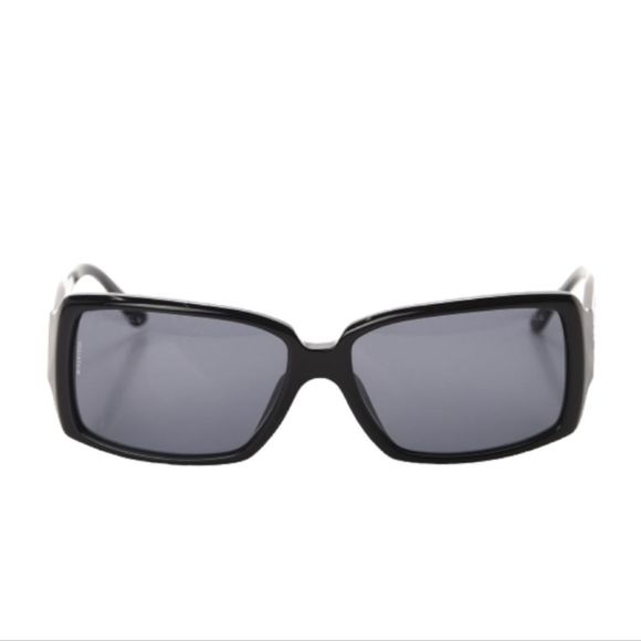CHANEL Crystal Baguette CC 5114-B Rectangular Sunnies in Black on Black Caviar main image 7